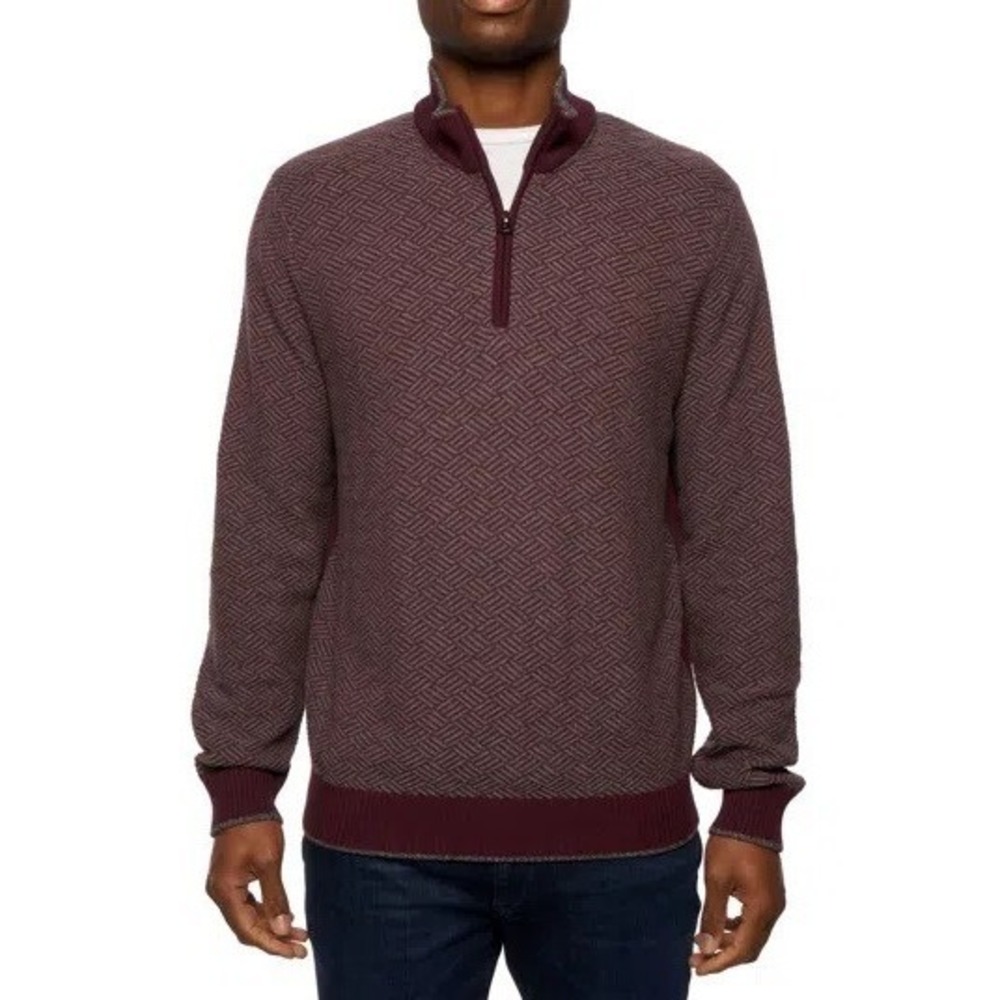 New $205 Robert Graham Mens Sweater‎ XL Burgundy Draco Pullover Classic Fit